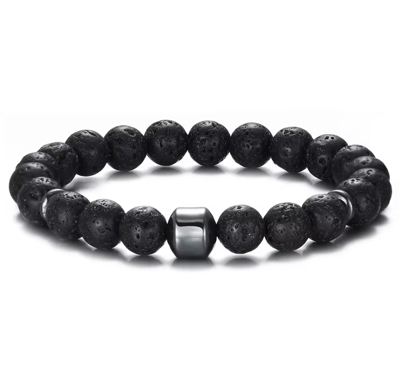Anointed Black Lava Stone Beaded Bracelet