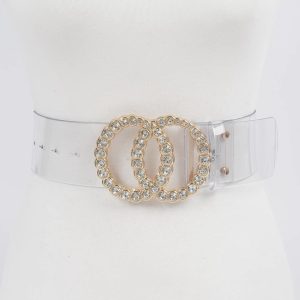Transparent Waist Belt W/Stone Buckle