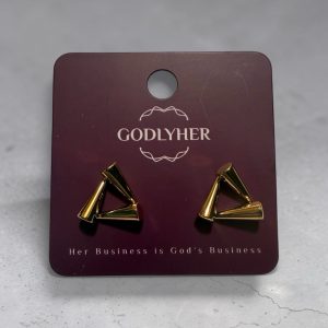 GODLYHER Gold Triangle Stud Earrings