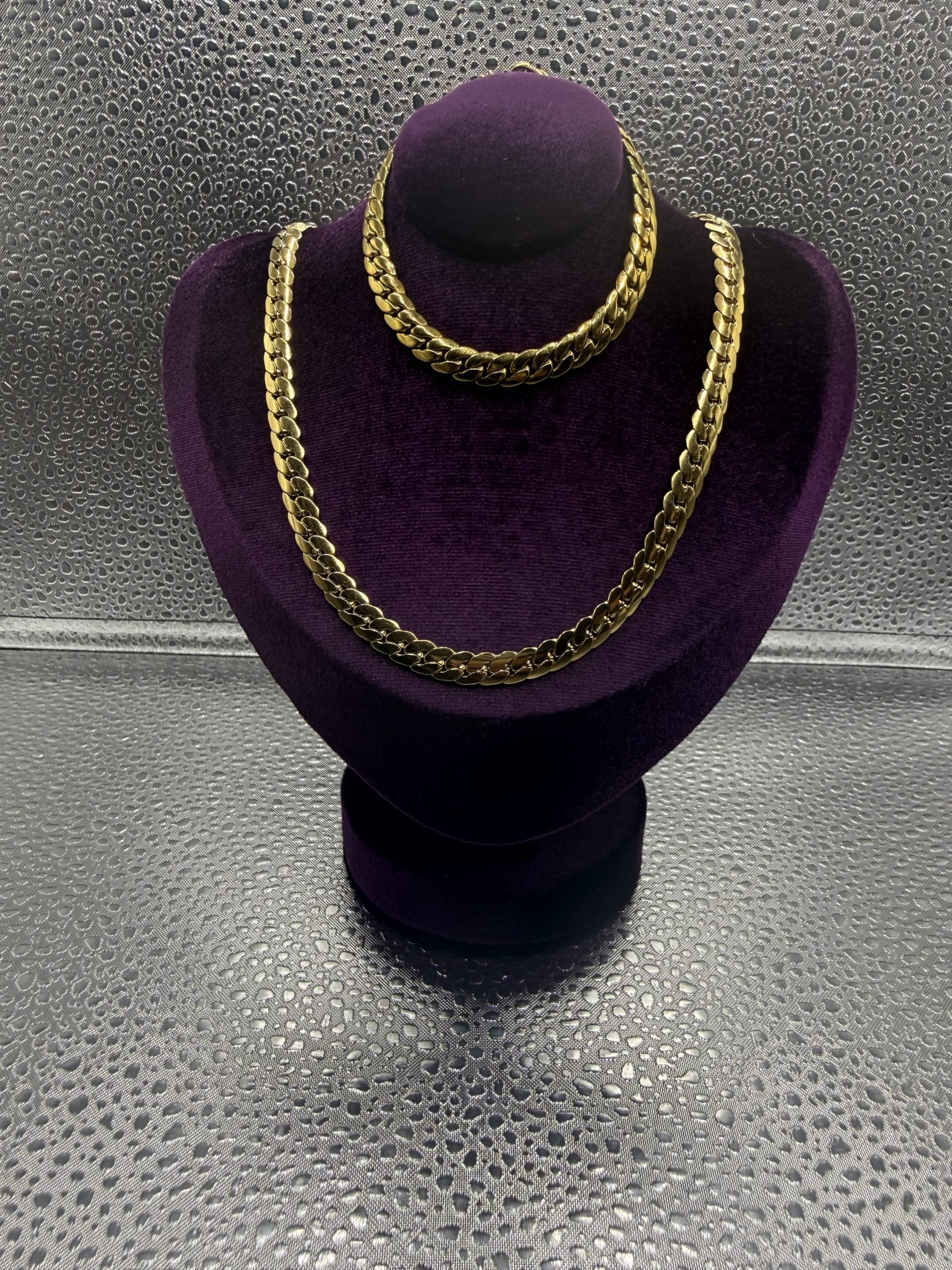 Chic Gold-Tone Curb Chain Necklace Set